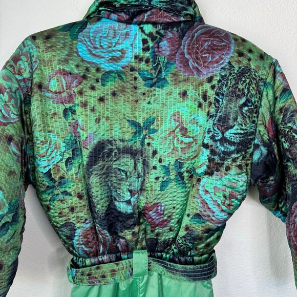 Vintage Skila Retro 80's Ski Suit Snowsuit One Piece Lion Motif Womens Size 6 - Picture 2 of 15